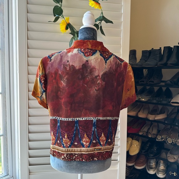 Vintage Platinum Dorothy Schoelen Buttoned Short Sleeve Top size Medium - Picture 7 of 13